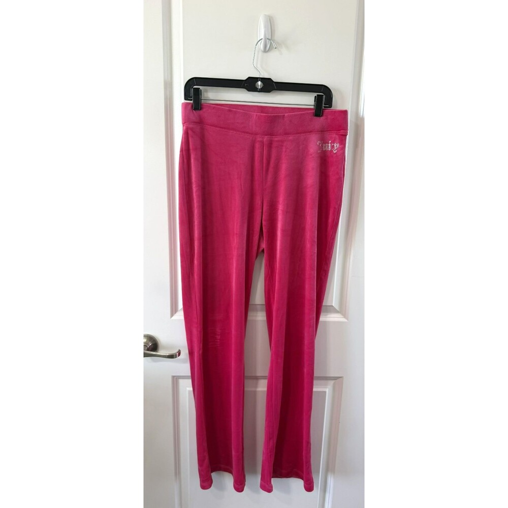 NWOT Juicy Couture OG Big Bling Velour Track Pants Pink Rhinestone Y2K Women M